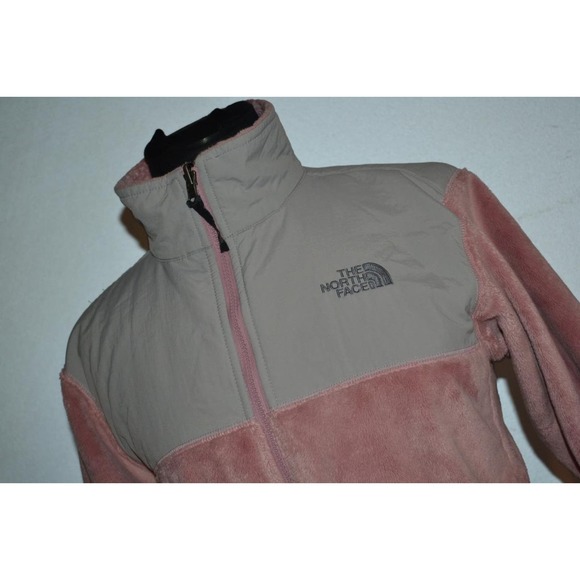 29877 The North Face Plush Fleece Jacket Full Zip Pink Gray Size Large Girls - Picture 1 of 10